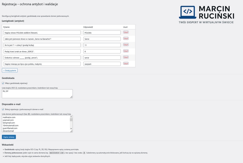 Formularz rejestracji